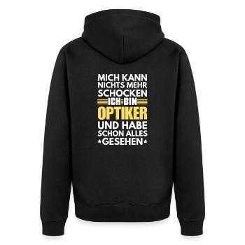 Nicht schockbarer Optiker - Unisex Premium Bio Zip Hoodie - Schwarz - Hinten - Nico (187cm)