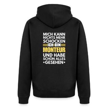 Nicht schockbarer Monteur - Unisex Premium Bio Zip Hoodie - Schwarz - Hinten - Nico (187cm)