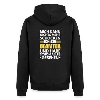 Nicht schockbarer Beamter - Unisex Premium Bio Zip Hoodie - Schwarz - Hinten - Nico (187cm)