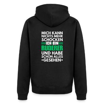 Nicht schockbarer Ruderer - Unisex Premium Bio Zip Hoodie - Schwarz - Hinten - Nico (187cm)