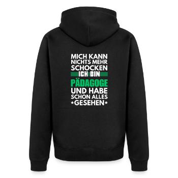 Nicht schockbarer Pädagoge - Unisex Premium Bio Zip Hoodie - Schwarz - Hinten - Nico (187cm)
