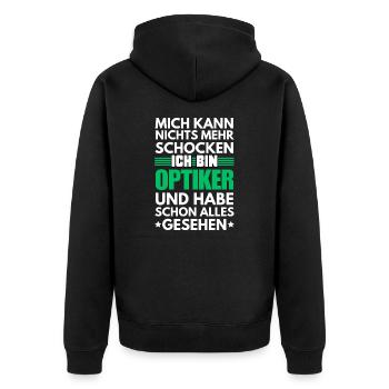 Nicht schockbarer Optiker - Unisex Premium Bio Zip Hoodie - Schwarz - Hinten - Nico (187cm)