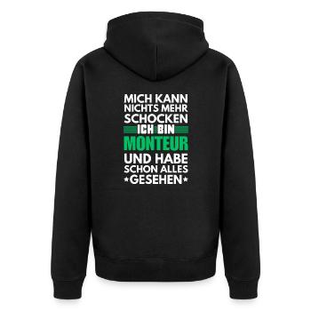 Nicht schockbarer Monteur - Unisex Premium Bio Zip Hoodie - Schwarz - Hinten - Nico (187cm)