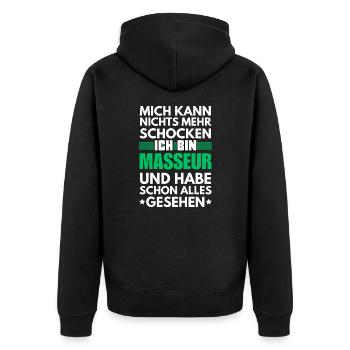 Masseur non choquable - Veste à capuche bio Premium Unisexe - noir - Dos - Nico (187cm)