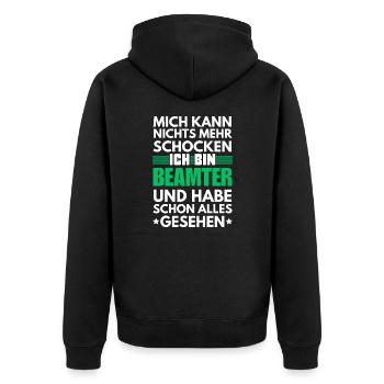 Nicht schockbarer Beamter - Unisex Premium Bio Zip Hoodie - Schwarz - Hinten - Nico (187cm)