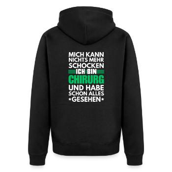 Nicht schockbarer Chirurg - Unisex Premium Bio Zip Hoodie - Schwarz - Hinten - Nico (187cm)