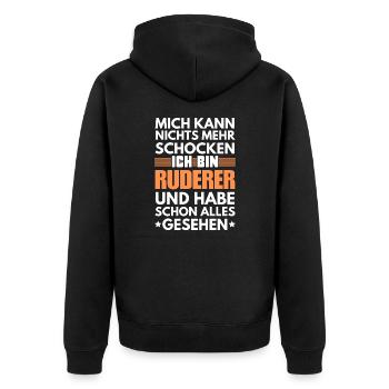 Nicht schockbarer Ruderer - Unisex Premium Bio Zip Hoodie - Schwarz - Hinten - Nico (187cm)