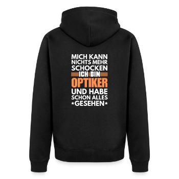 Nicht schockbarer Optiker - Unisex Premium Bio Zip Hoodie - Schwarz - Hinten - Nico (187cm)