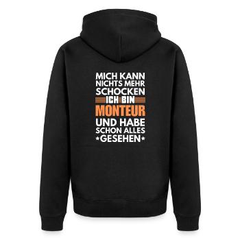 Nicht schockbarer Monteur - Unisex Premium Bio Zip Hoodie - Schwarz - Hinten - Nico (187cm)