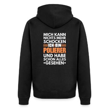 Nicht schockbarer Polierer - Unisex Premium Bio Zip Hoodie - Schwarz - Hinten - Nico (187cm)