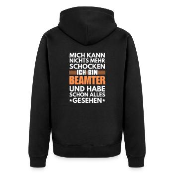 Nicht schockbarer Beamter - Unisex Premium Bio Zip Hoodie - Schwarz - Hinten - Nico (187cm)