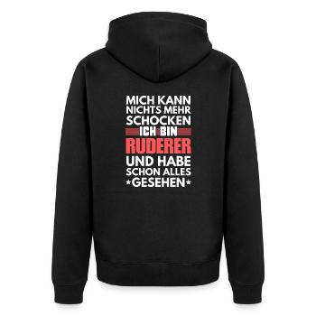 Nicht schockbarer Ruderer - Unisex Premium Bio Zip Hoodie - Schwarz - Hinten - Nico (187cm)