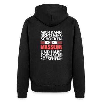 Non-shockable masseur - Unisex Premium Organic Zip Hoodie - black - Back - Nico (187cm)