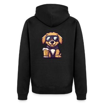 Golden Retriever Hund Apres Ski Bier Lustig - Unisex Premium Bio Zip Hoodie - Schwarz - Hinten - Nico (187cm)