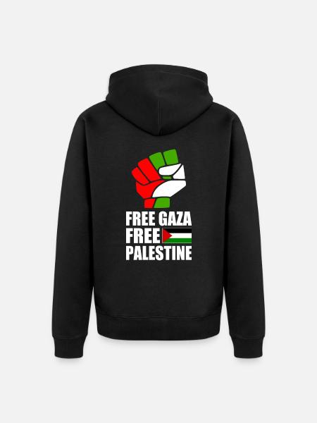 Free gaza Free palestine - Unisex Premium Organic Zip Hoodie - black