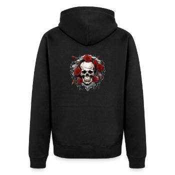 Gothic Skull and Roses Art Graphic Fashion - Unisex Premium Organic Zip Hoodie - black - Back - Nico (187cm)