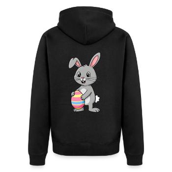 Animal Cartoon Easter Bunny - Unisex Premium Organic Zip Hoodie - black - Back - Nico (187cm)