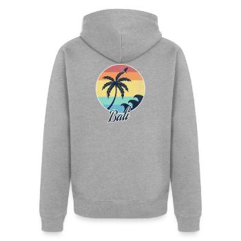 Bali - Unisex Premium Bio Zip Hoodie - Grau meliert - Hinten - Nico (187cm)