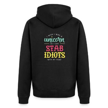 I wish I was a unicorn - Unisex Premium Organic Zip Hoodie - black - Back - Nico (187cm)