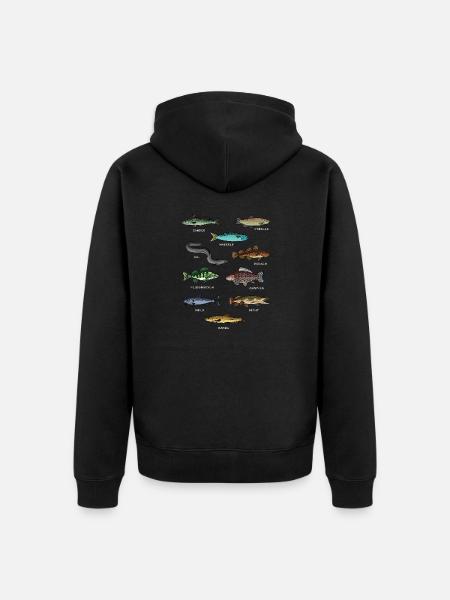Arten von Fischen - Unisex Premium Bio Zip Hoodie - Schwarz