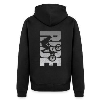 BMX Rider Ride Bicycle Retro - Unisex Premium Organic Zip Hoodie - black - Back - Nico (187cm)