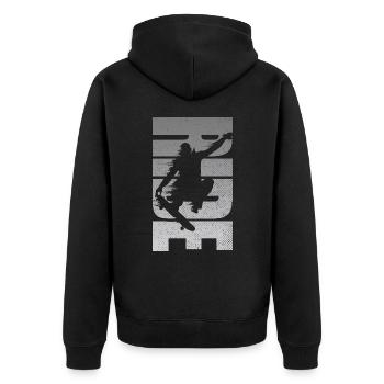 Skateboarding Retro Skateboarder Distressed - Unisex Premium Bio Zip Hoodie - Schwarz - Hinten - Nico (187cm)