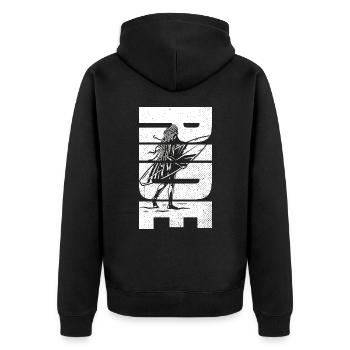 Women's Surfing Retro Ride Surfer - Unisex Premium Organic Zip Hoodie - black - Back - Nico (187cm)