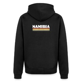 Namibia Vintage - Unisex Premium Bio Zip Hoodie - Schwarz - Hinten - Nico (187cm)