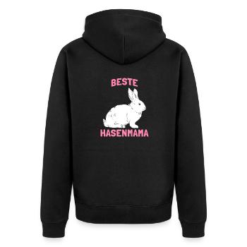 Beste Hasenmama - Unisex Premium Bio Zip Hoodie - Schwarz - Hinten - Nico (187cm)
