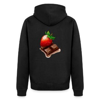Schmelzende Erdbeer-Schokolade - Süßes Dessert-Des - Unisex Premium Bio Zip Hoodie - Schwarz - Hinten - Nico (187cm)
