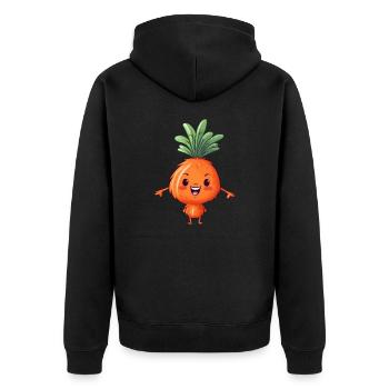 Kawaii Carrot Meets Alien: Space Vegetable - Unisex Premium Organic Zip Hoodie - black - Back - Nico (187cm)