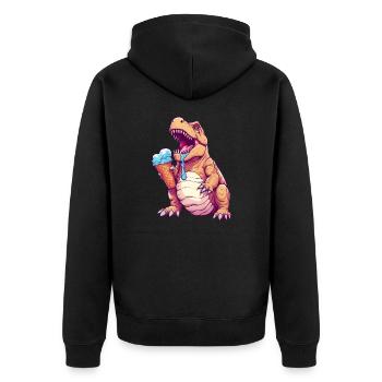 Eiscreme-Dino - Unisex Premium Bio Zip Hoodie - Schwarz - Hinten - Nico (187cm)