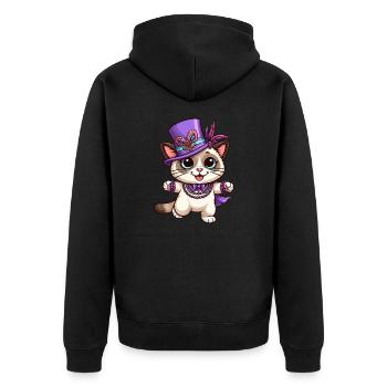 Chat Siamois Mardi Gras Bande Dessinée Mignon - Veste à capuche bio Premium Unisexe - noir - Dos - Nico (187cm)
