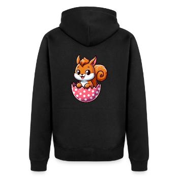Cute Squirrel with Easter Egg Comic Design - Unisex Premium Organic Zip Hoodie - black - Back - Nico (187cm)