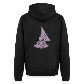 Meditation Segelboot Lotus Innerer Frieden - Unisex Premium Bio Zip Hoodie - Schwarz - Hinten - Nico (187cm)