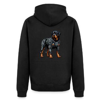 Rottweiler Cyborg Robot Futuristic - Unisex Premium Organic Zip Hoodie - black - Back - Nico (187cm)