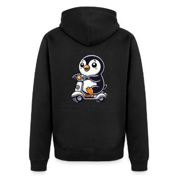 Fantaisiste pingouin scooter mobylette drôle drôle - Veste à capuche bio Premium Unisexe - noir - Dos - Nico (187cm)