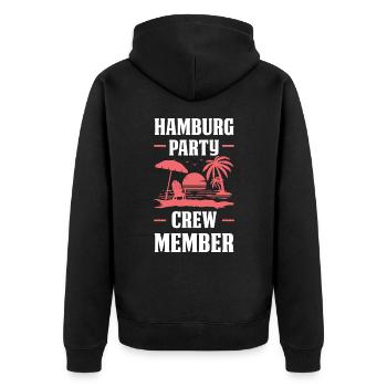 Hamburg Party Crew - Unisex Premium Bio Zip Hoodie - Schwarz - Hinten - Nico (187cm)