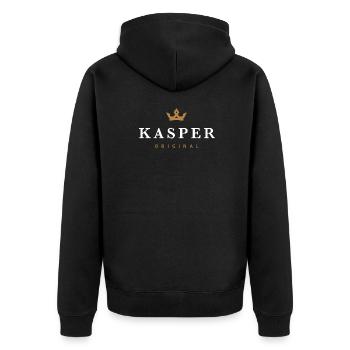 Kasper Original Familienlogo - Unisex Premium Bio Zip Hoodie - Schwarz - Hinten - Nico (187cm)