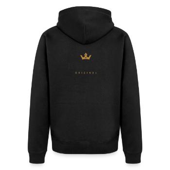 Resch Original Familienlogo - Unisex Premium Bio Zip Hoodie - Schwarz - Hinten - Nico (187cm)