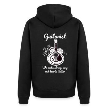 Streicher-Serenaden: Gitarristen feiern Gitarre - Unisex Premium Bio Zip Hoodie - Schwarz - Hinten - Nico (187cm)