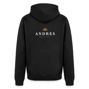 Andres Logo original de la famille - Veste à capuche bio Premium Unisexe - noir - Dos - Nico (187cm)