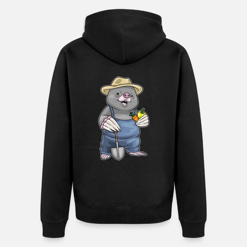 Mole Farmer Vegetables - Unisex Premium Organic Zip Hoodie - black