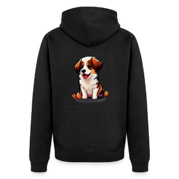 Niedlicher Hund, große Wirkung - Unisex Premium Bio Zip Hoodie - Schwarz - Hinten - Nico (187cm)