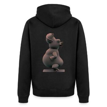 Yoga Hippo - Unisex Premium Bio Zip Hoodie - Schwarz - Hinten - Nico (187cm)