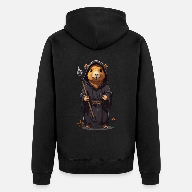 Halloween Capybara Druide Magicien Capybara - Veste à capuche bio Premium Unisexe - noir