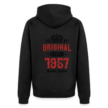 1957 limited edition - Unisex Premium Bio Zip Hoodie - Schwarz - Hinten - Nico (187cm)