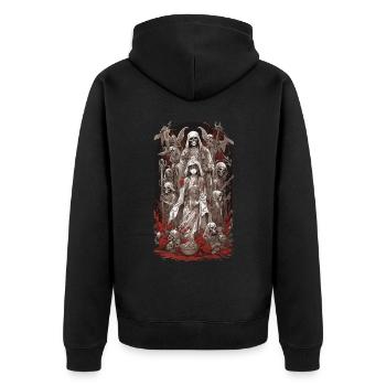 Okkultes Anime Gothic Streetwear Design - Unisex Premium Bio Zip Hoodie - Schwarz - Hinten - Nico (187cm)