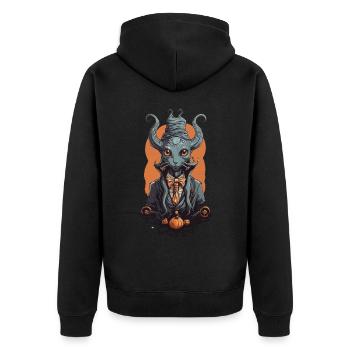Halloween Magier Monster Kreatur der Magie - Unisex Premium Bio Zip Hoodie - Schwarz - Hinten - Nico (187cm)