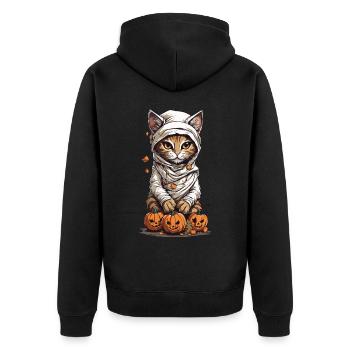 Cute Mummies Cat Halloween Cats Design - Unisex Premium Organic Zip Hoodie - black - Back - Nico (187cm)